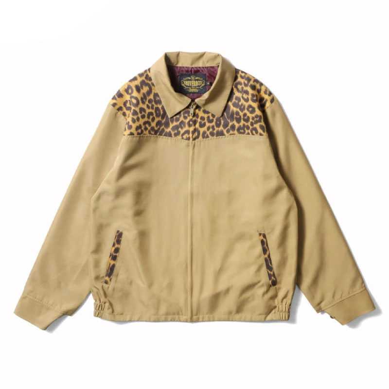 90s レオパード レザー パッチワークジャケット ベージュ hooked スウィングトップ スイングトップ ジャケット レオパード柄 豹柄