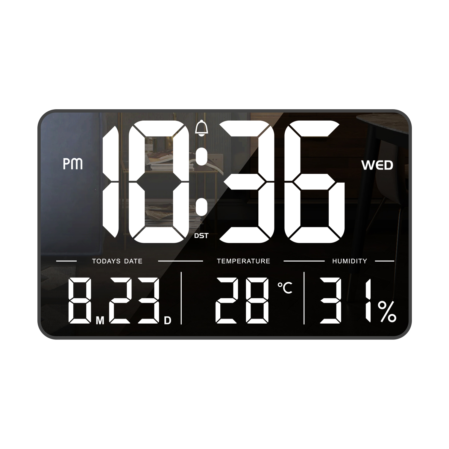 デジタル時計 時計 壁掛け デジタル 13インチ 置き時計 壁掛け時計 大型 掛け時計 目覚まし時計 ライト 静か リモコン付き アラーム 温度計｜chikou｜02