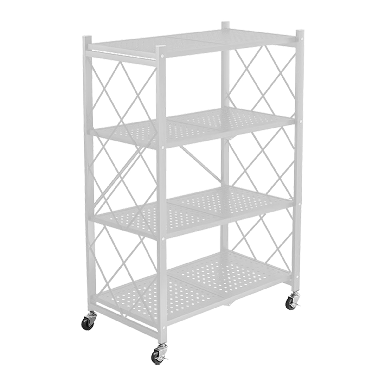スチールラック シェルフ 4段 折りたたみ キャスター付き 組立不要 耐