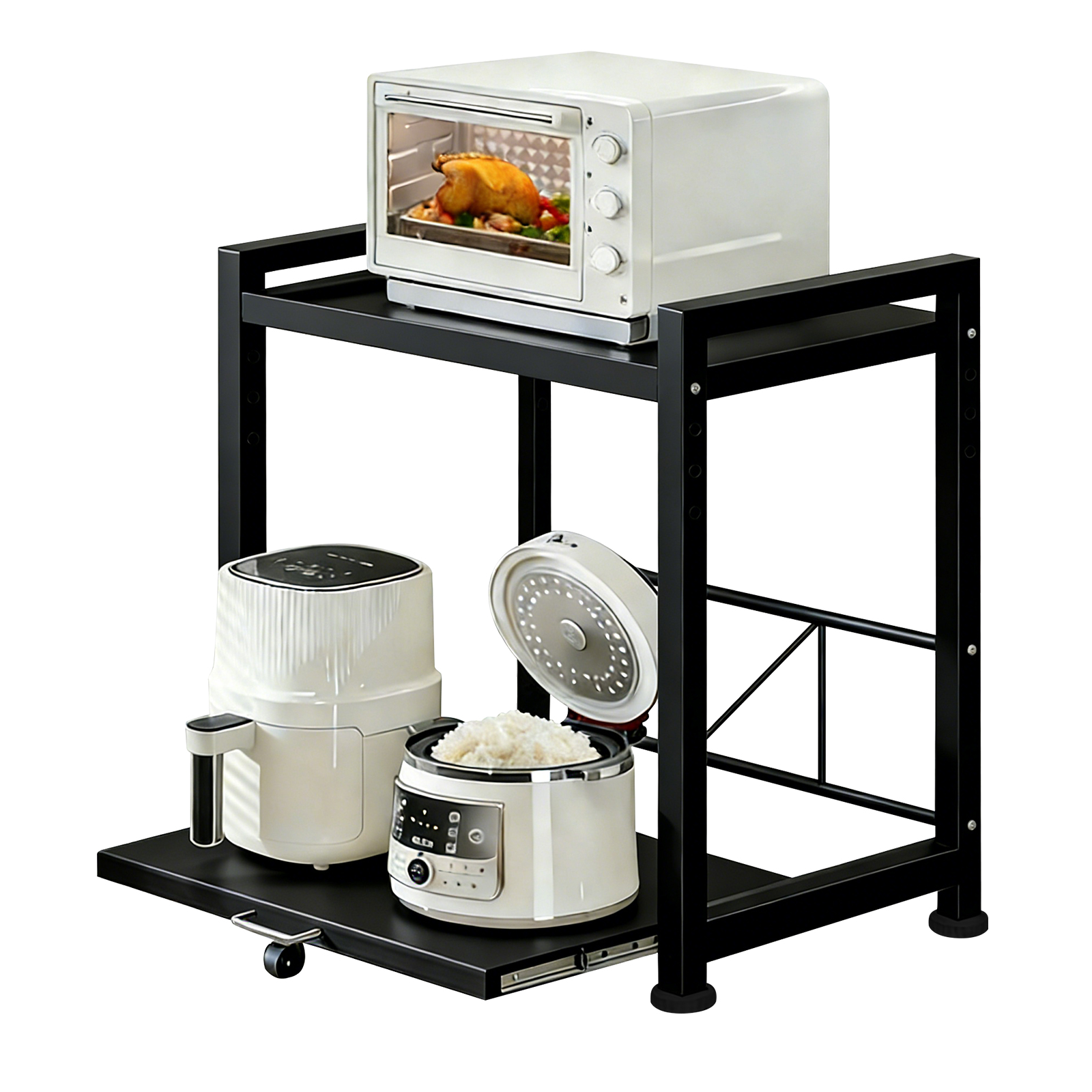 レンジ上ラック 2段 レンジラック スライド レンジ下収納ラック