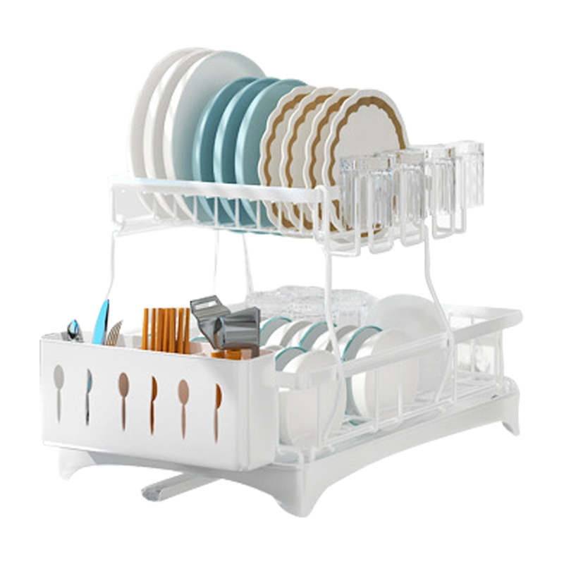 ステンレス製2段式水切りラック - 大容量、多機能、耐サビ、安定構造 水切りラック シンク上 2段 スリム ステンレス 多機能 大容量 水切り