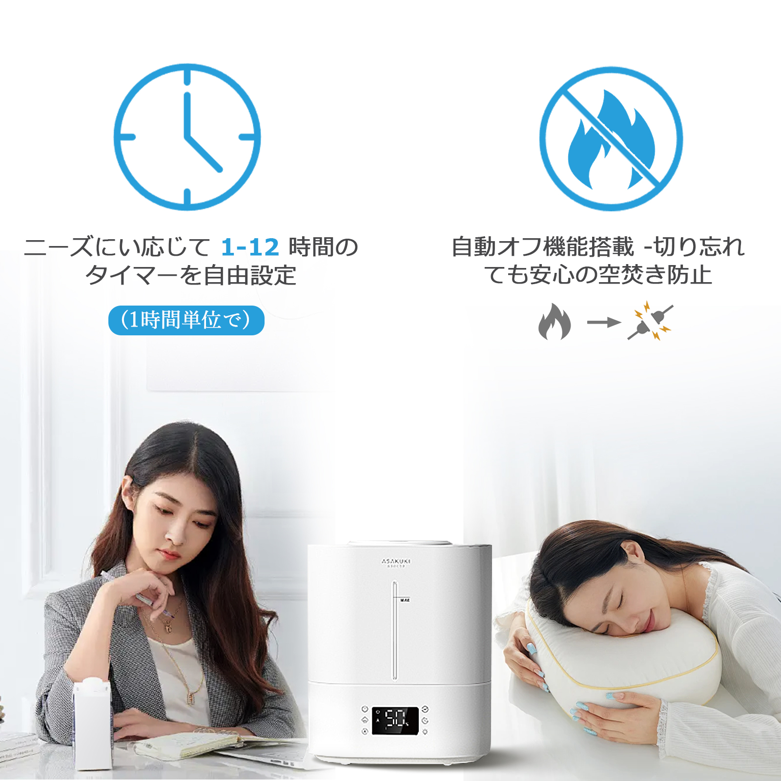 加湿器 超音波式 大容量 4L 上部給水 40時間連続使用 リモコン 超音波