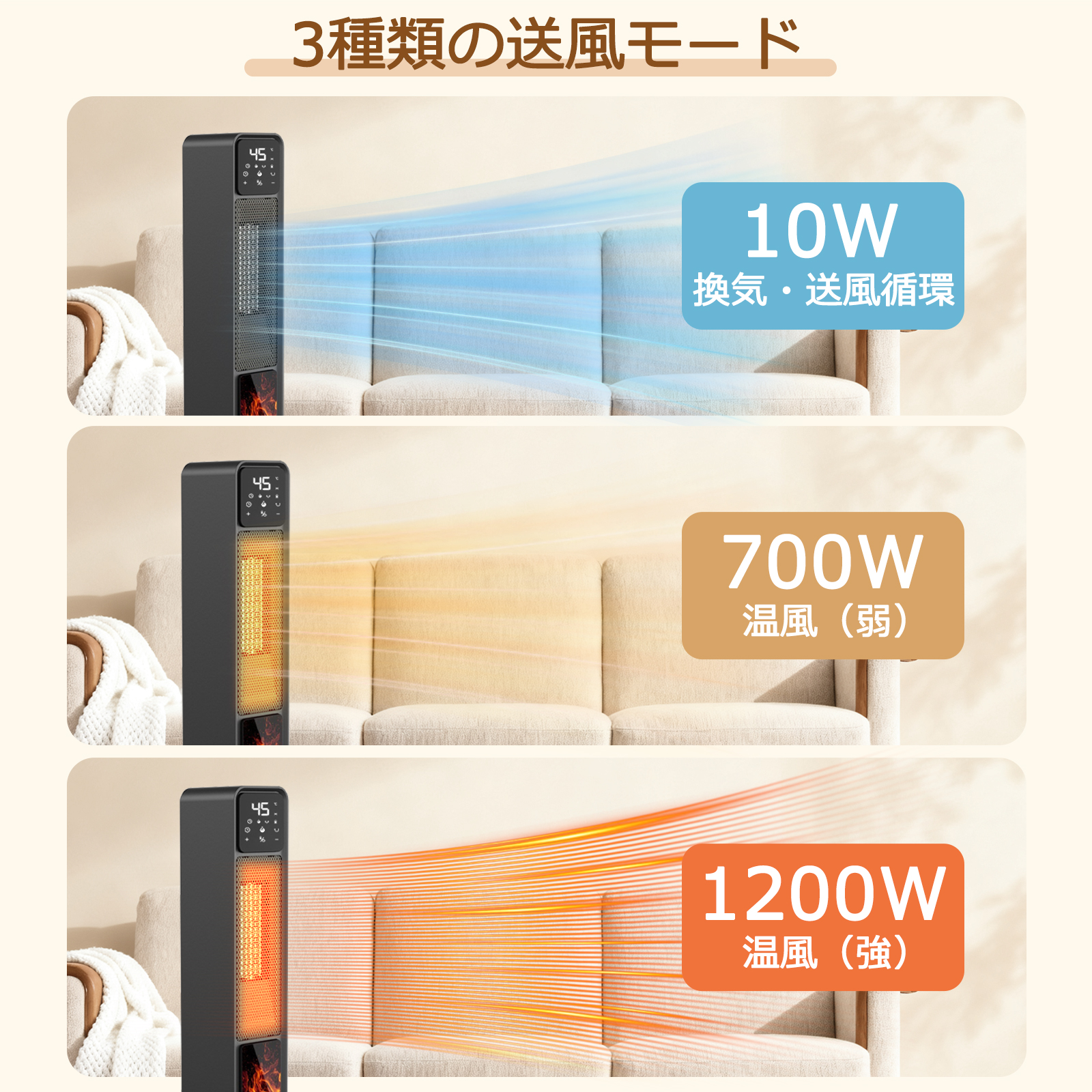 【2022最新進化モデル】セラミックヒーター 電気ファンヒーター 大風量 2026最新モデル】ヒーター タワー 大風量 速暖 セラミックヒーター 速