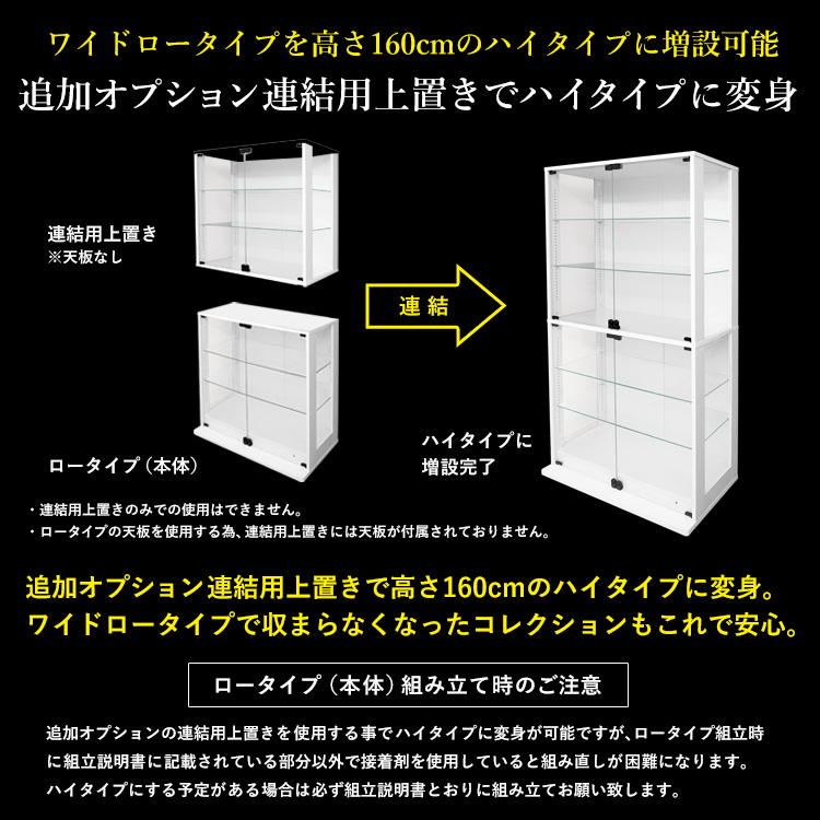 コレクションラック DIO 側面ガラスタイプ ディオ 本体 幅90cm 本体 ワイド ロータイプ 鍵付 奥行38cm 深型 背面ミラー付き｜chikyukagu｜05