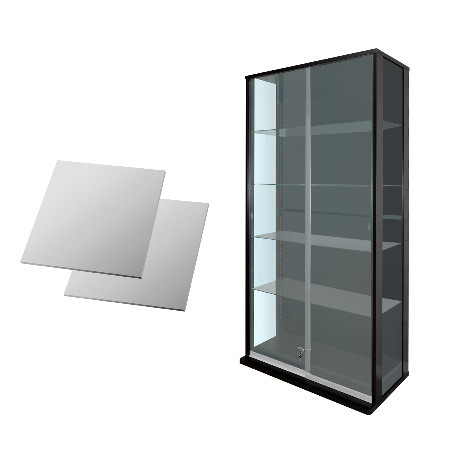 地球家具 引き戸コレクションケース スラリス SLALIS 本体+背面ミラー