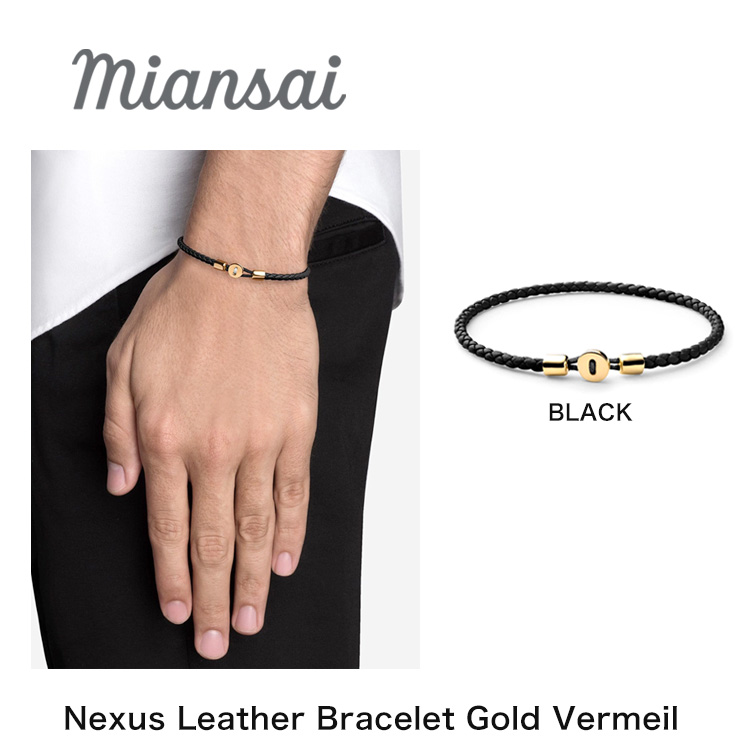 Miansai ミアンサイ ブレスレット メンズ レディース ユニセックス Nexus Leather Bracelet，Gold Vermeil