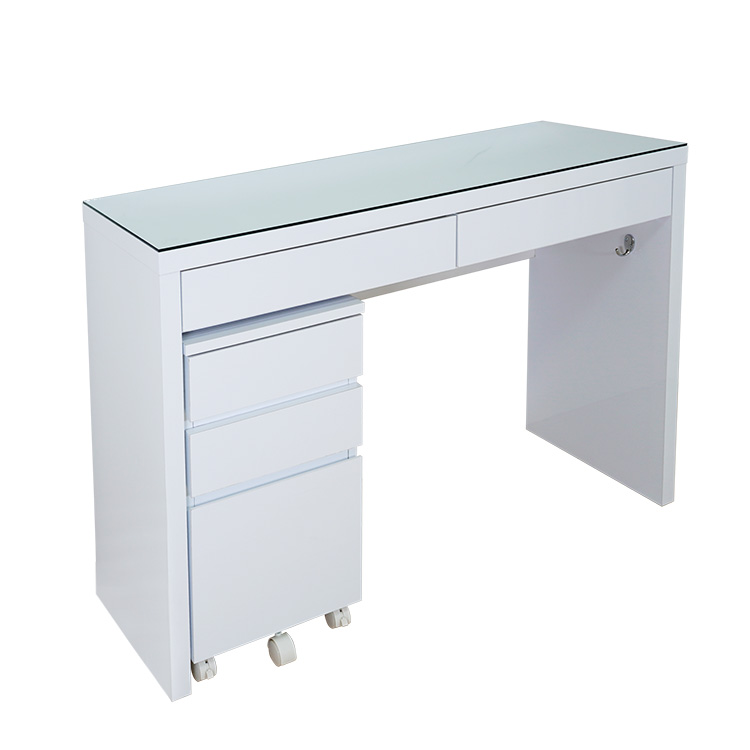 地球家具 ドレッサー ワゴンセット 幅120cm 天板クリアガラス 鏡面