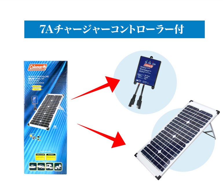 ✨【特別価格】Coleman 55W ポータブルソーラーいざという時の安心電源✨ Coleman ソーラーパネル キット 単結晶型 40W 太陽光発電 セット