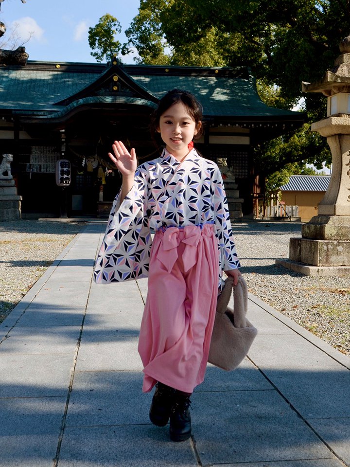 100 ピンク　袴　セパレート　着物　和服　子供　キッズ　女の子