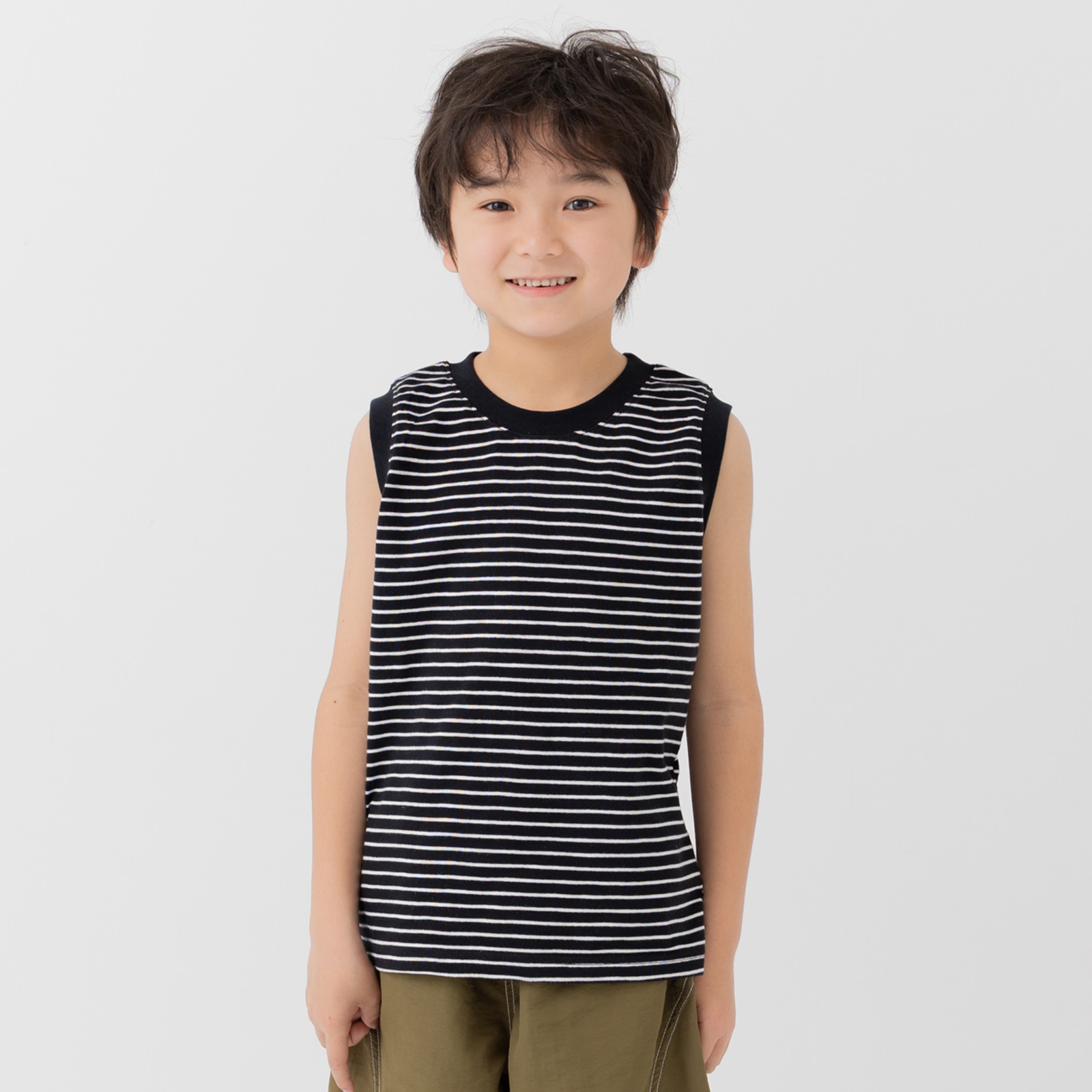 ネコポス送料無料 キッズ タンクトップ ノースリーブ ベビー服 子供服 男の子 ボーダー 綿100％ 先染め 夏 80 90 100 110 120 130 140 150cm [M便 1/1] | chil2 | 02