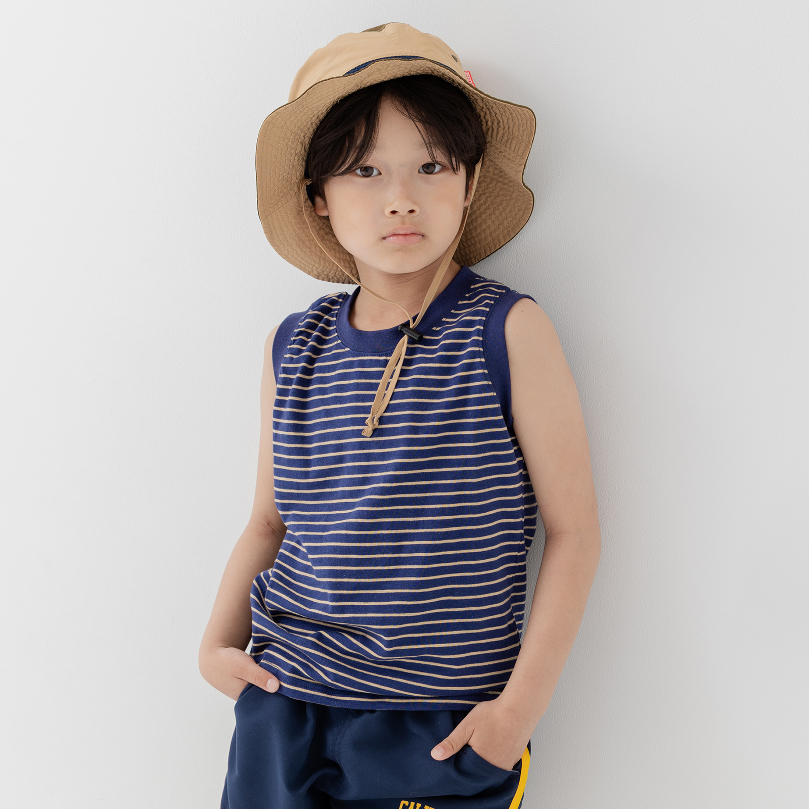 ネコポス送料無料 キッズ タンクトップ ノースリーブ ベビー服 子供服 男の子 ボーダー 綿100％ 先染め 夏 80 90 100 110 120 130 140 150cm [M便 1/1] | chil2 | 04
