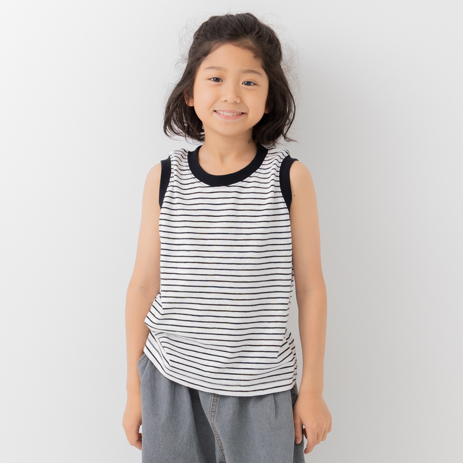 ネコポス送料無料 キッズ タンクトップ ノースリーブ ベビー服 子供服 男の子 ボーダー 綿100％ 先染め 夏 80 90 100 110 120 130 140 150cm [M便 1/1] | chil2 | 01