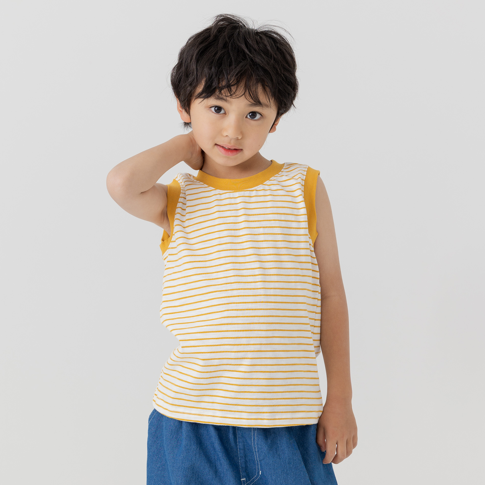 ネコポス送料無料 キッズ タンクトップ ノースリーブ ベビー服 子供服 男の子 ボーダー 綿100％ 先染め 夏 80 90 100 110 120 130 140 150cm [M便 1/1] | chil2 | 03