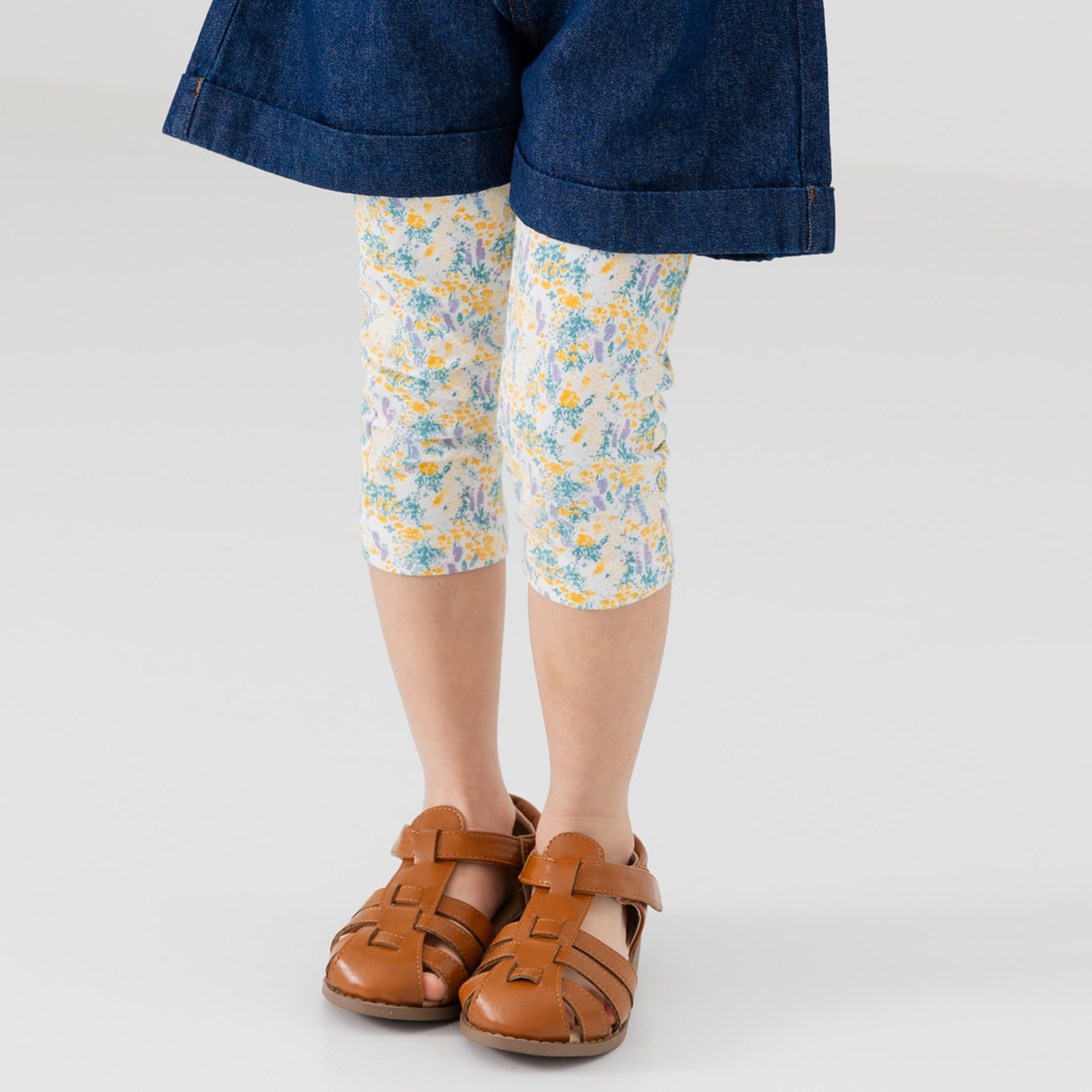 ネコポス送料無料 レギンス キッズ 7分丈 ストレッチ 子供服 女の子 ベビー服 総柄 スパッツ 春夏用 ボトムス 80 90 100 110 120 130 140cm [M便 1/2] | chil2 | 09