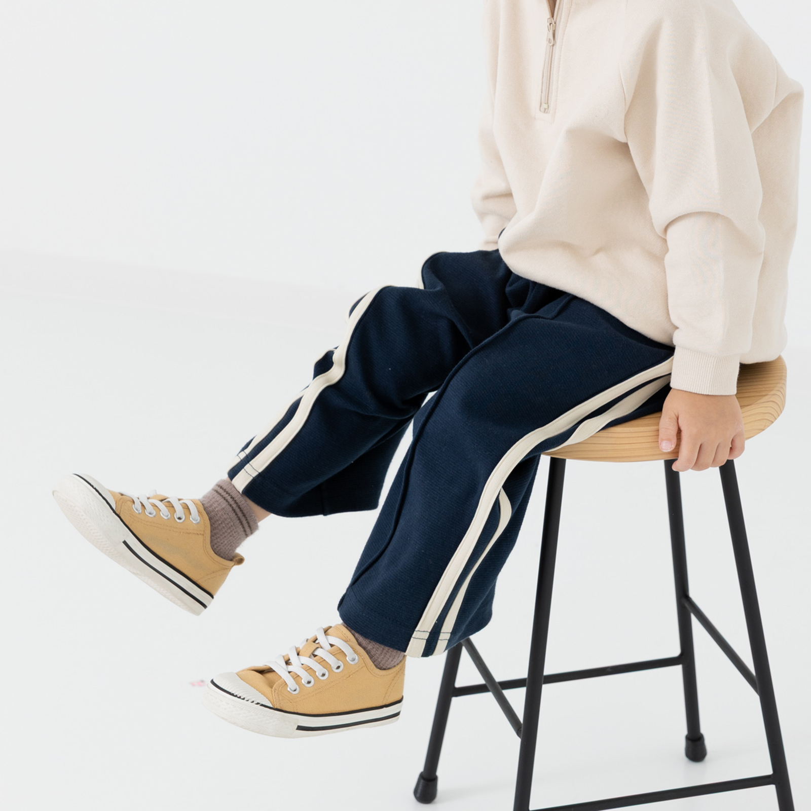 キッズ ワイドパンツ ストレッチ ベビー服 子供服 男の子 女の子 脇ライン ピンタック 秋 90 100 110 120 130 140 150cm | chil2 | 05