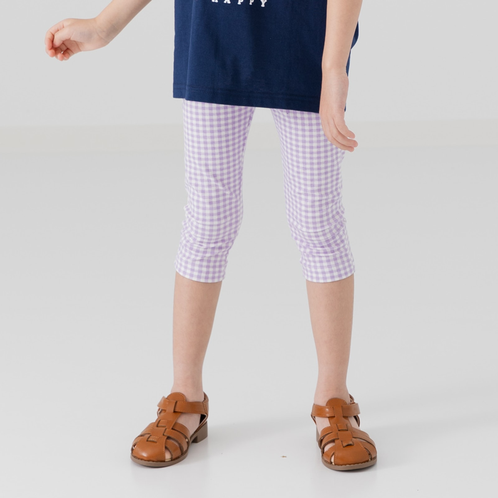 ネコポス送料無料 在庫処分 レギンス キッズ 7分丈 ストレッチ ベビー服 子供服 女の子 ギンガムチェック 春夏用 80 90 100 110 120 130 140cm [M便 1/2] | chil2 | 04