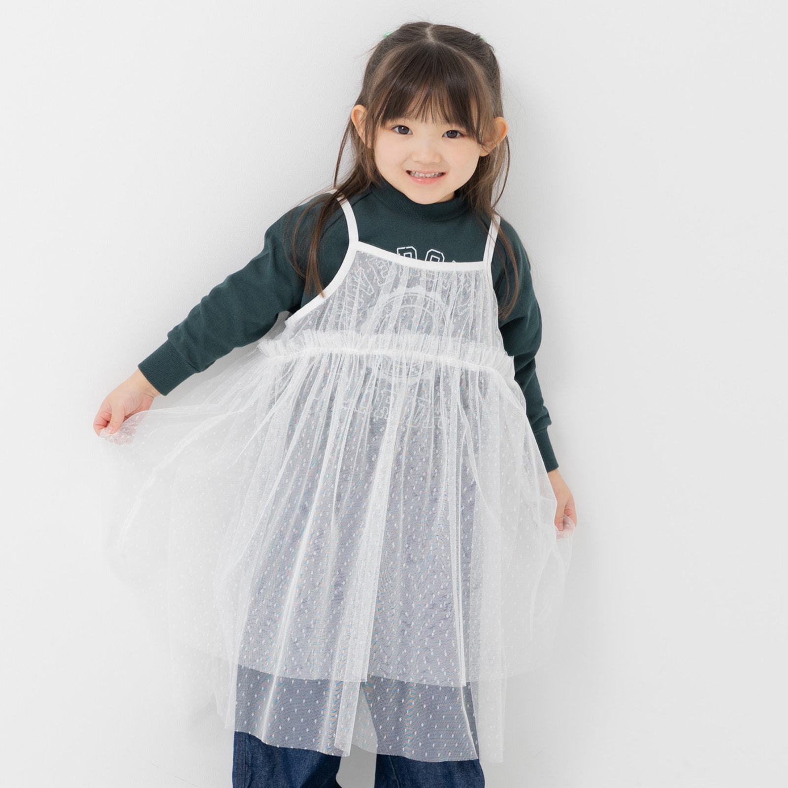 chil2 キッズ キャミソール ワンピース キャミワンピ チュール