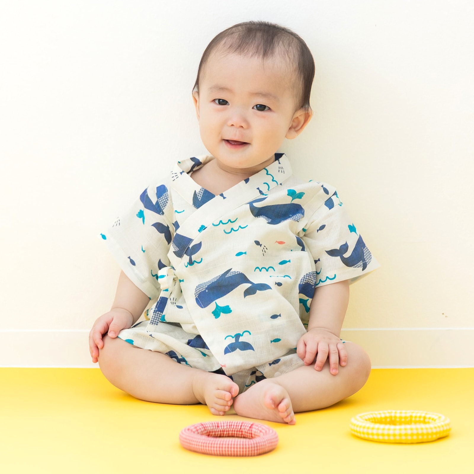 甚平 カバーオール ロンパース ベビー服 子供服 浴衣 男の子 ベビー 綿100％ 前開き 総柄 和柄 花柄  chil2 夏 [M便 1/1] | chil2 | 02