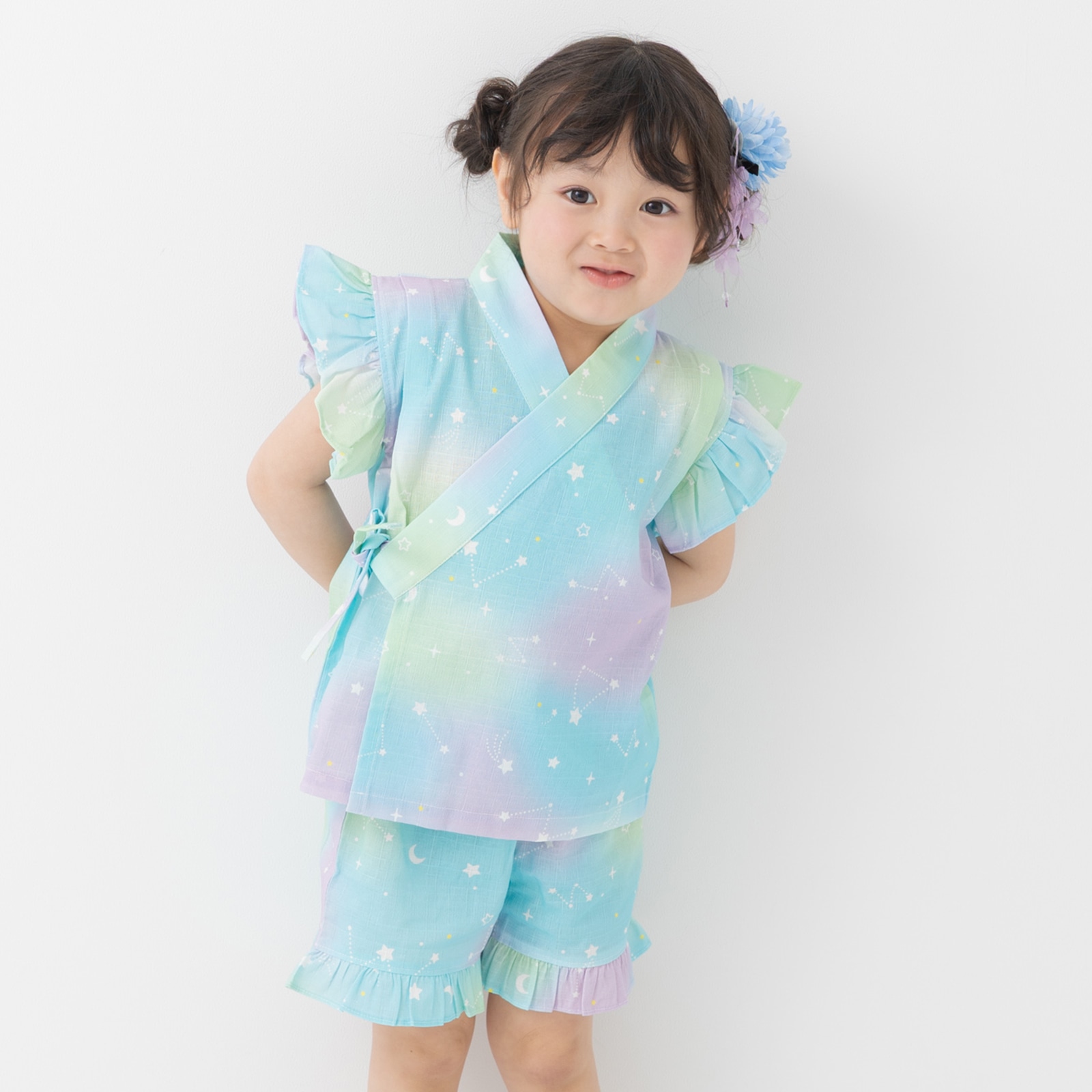 chil2 キッズ 甚平セット ベビー服 子供服 フリル 浴衣 女の子