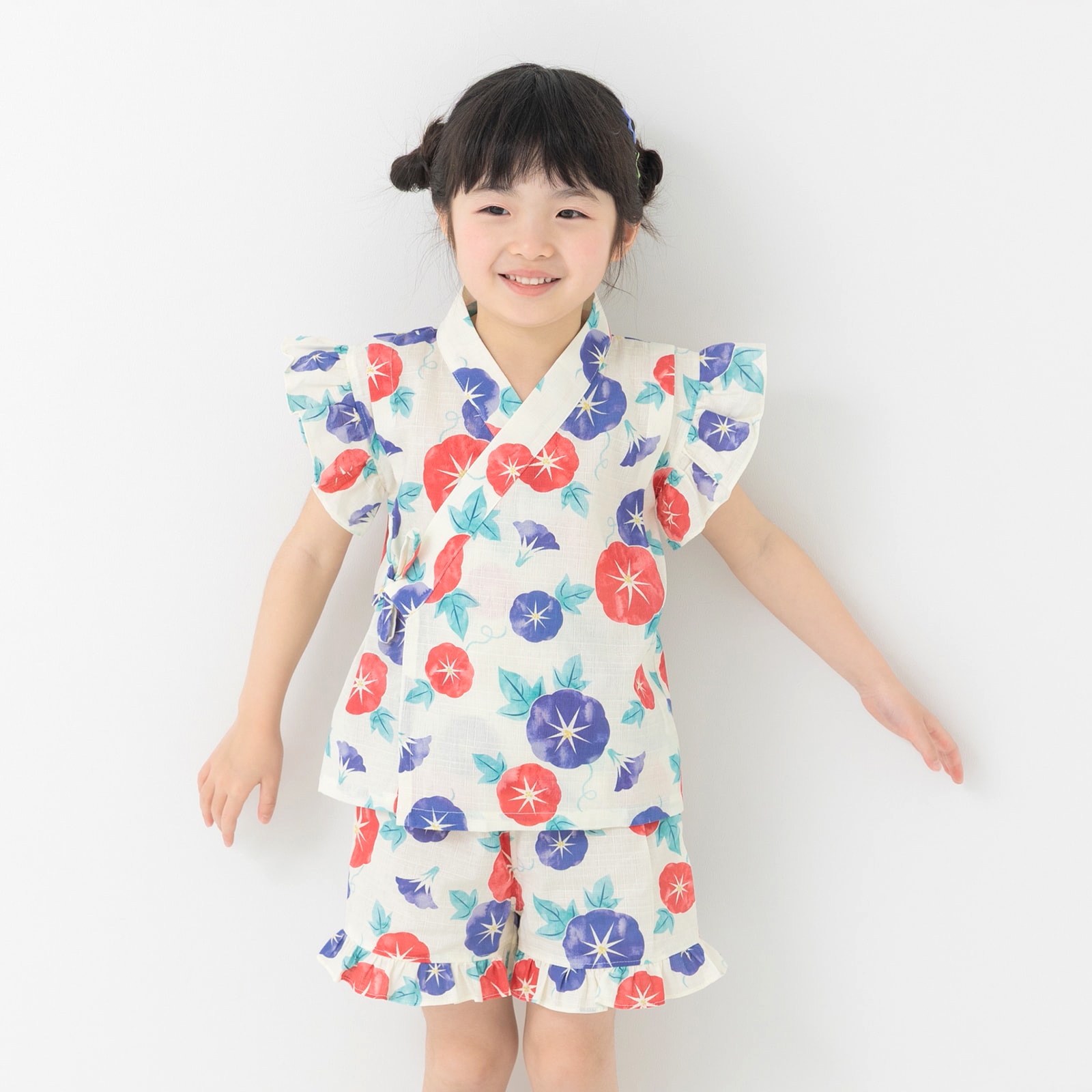 chil2 キッズ 甚平セット ベビー服 子供服 フリル 浴衣 女の子 綿100 