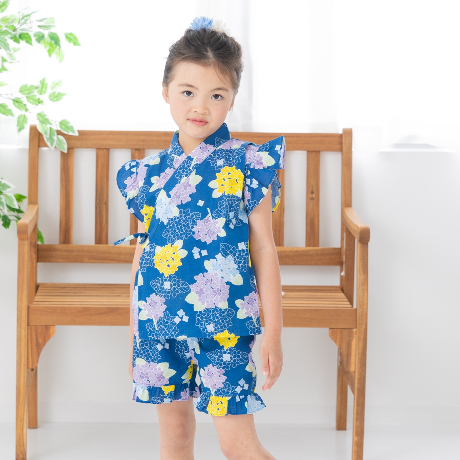 chil2 キッズ 甚平セット ベビー服 子供服 フリル 浴衣 女の子 綿100 