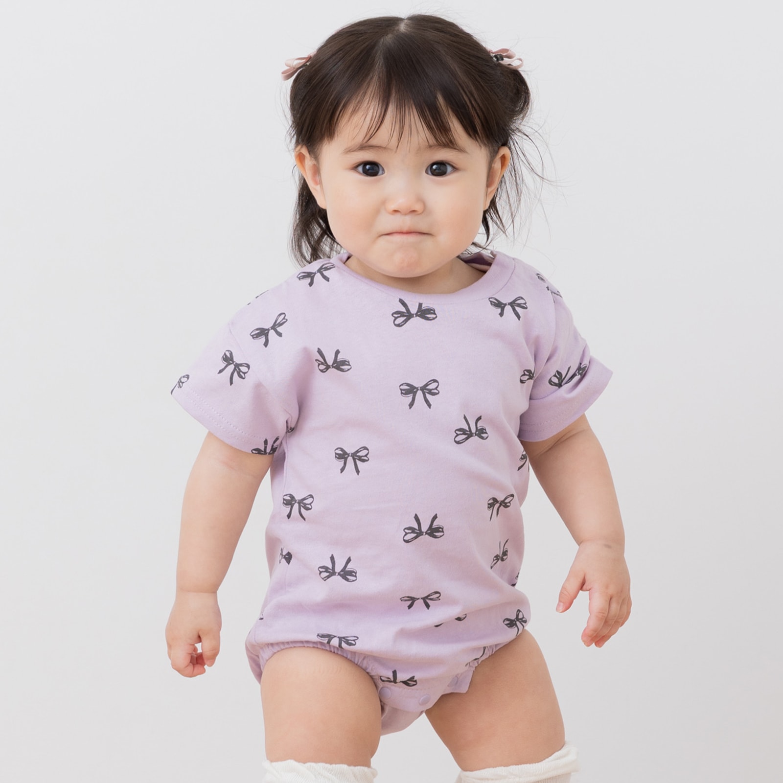 BABYMILO ベビー服 半袖ロンパース chil2 半袖 カバーオール ロンパース ベビー服 子供服 女の子 総柄 綿