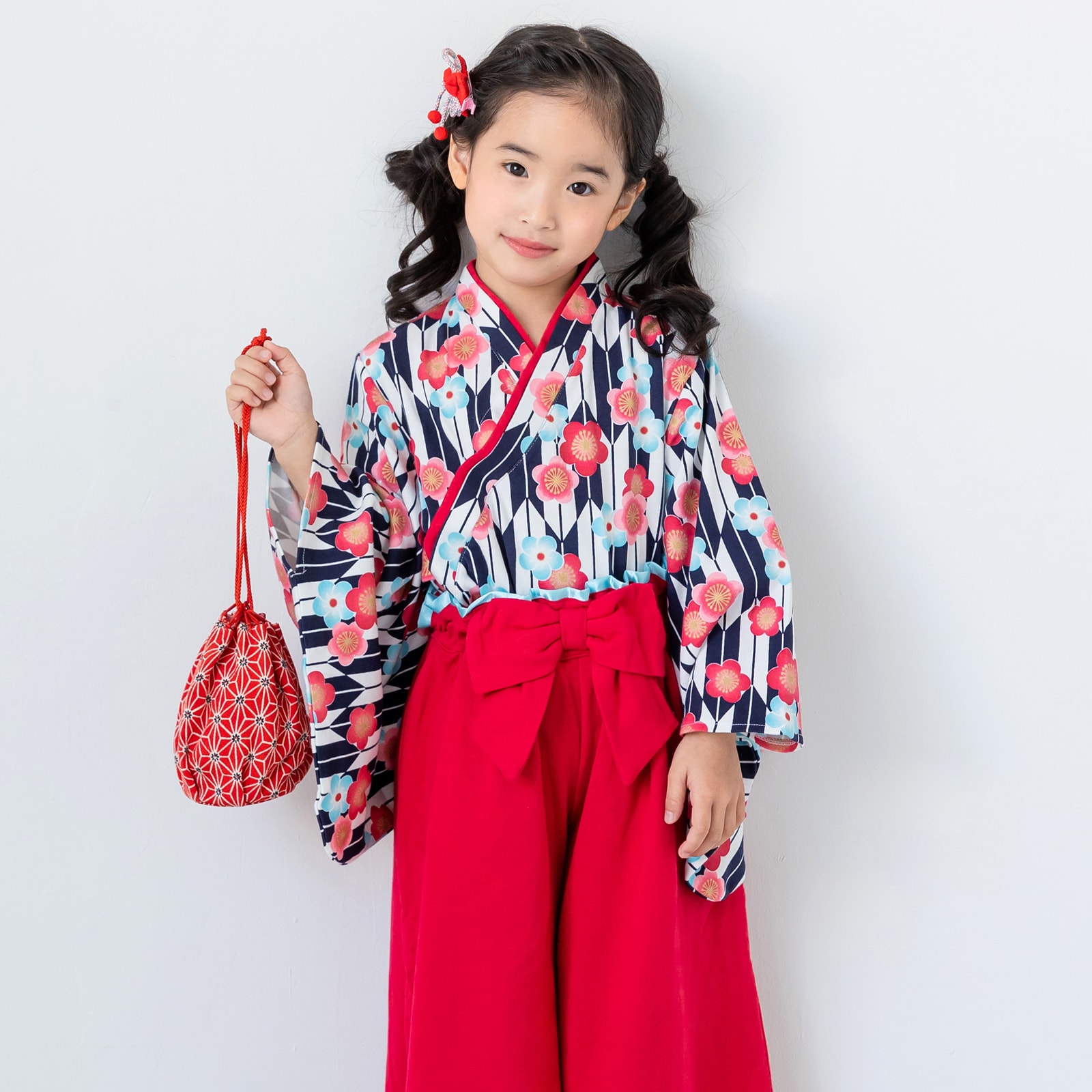 chil2 袴 袴風 女の子 子供用 キッズ 2点 セット ひなまつり 和服 衣装