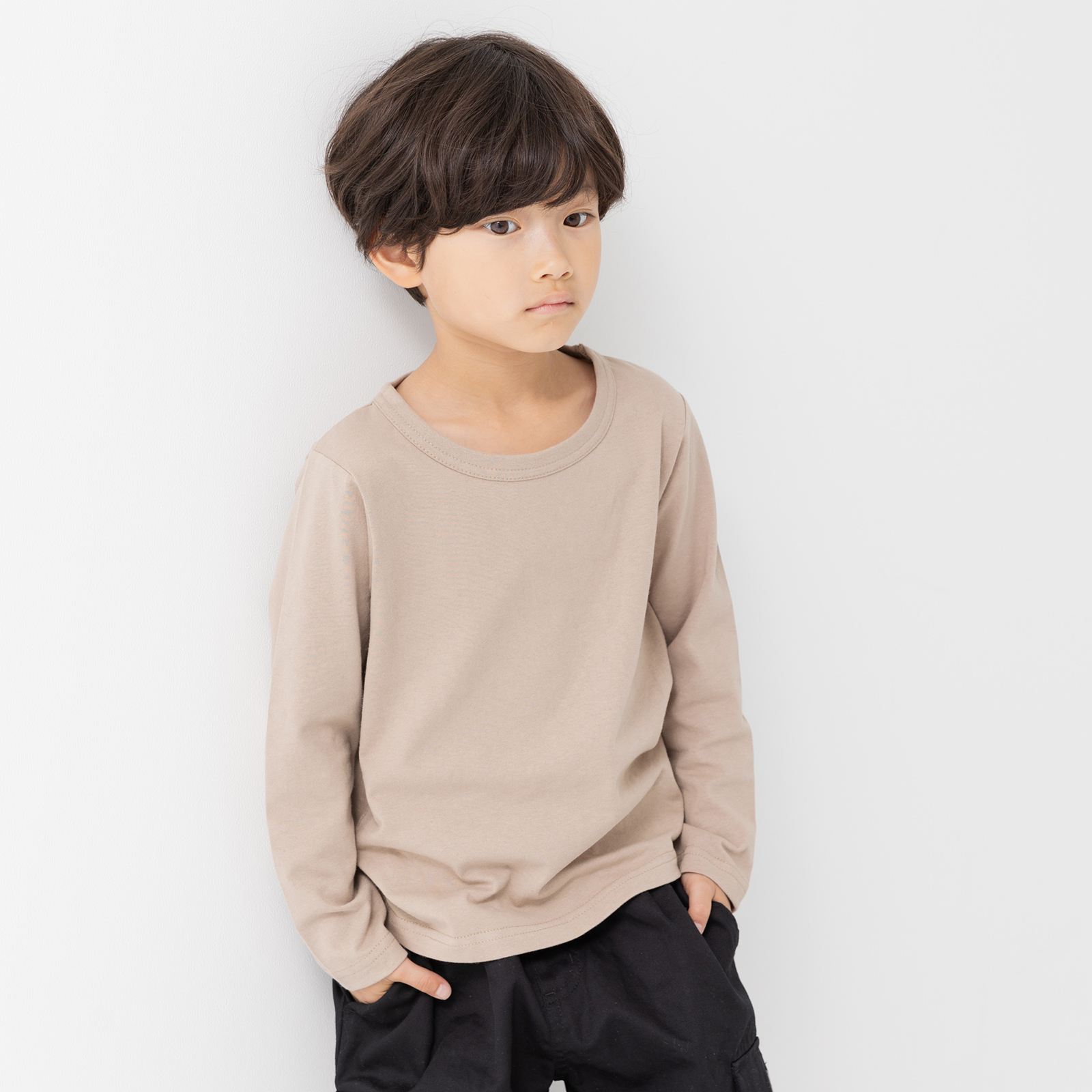 ネコポス送料無料 子供服 長袖 Tシャツ ベビー服 キッズ 長そで 無地