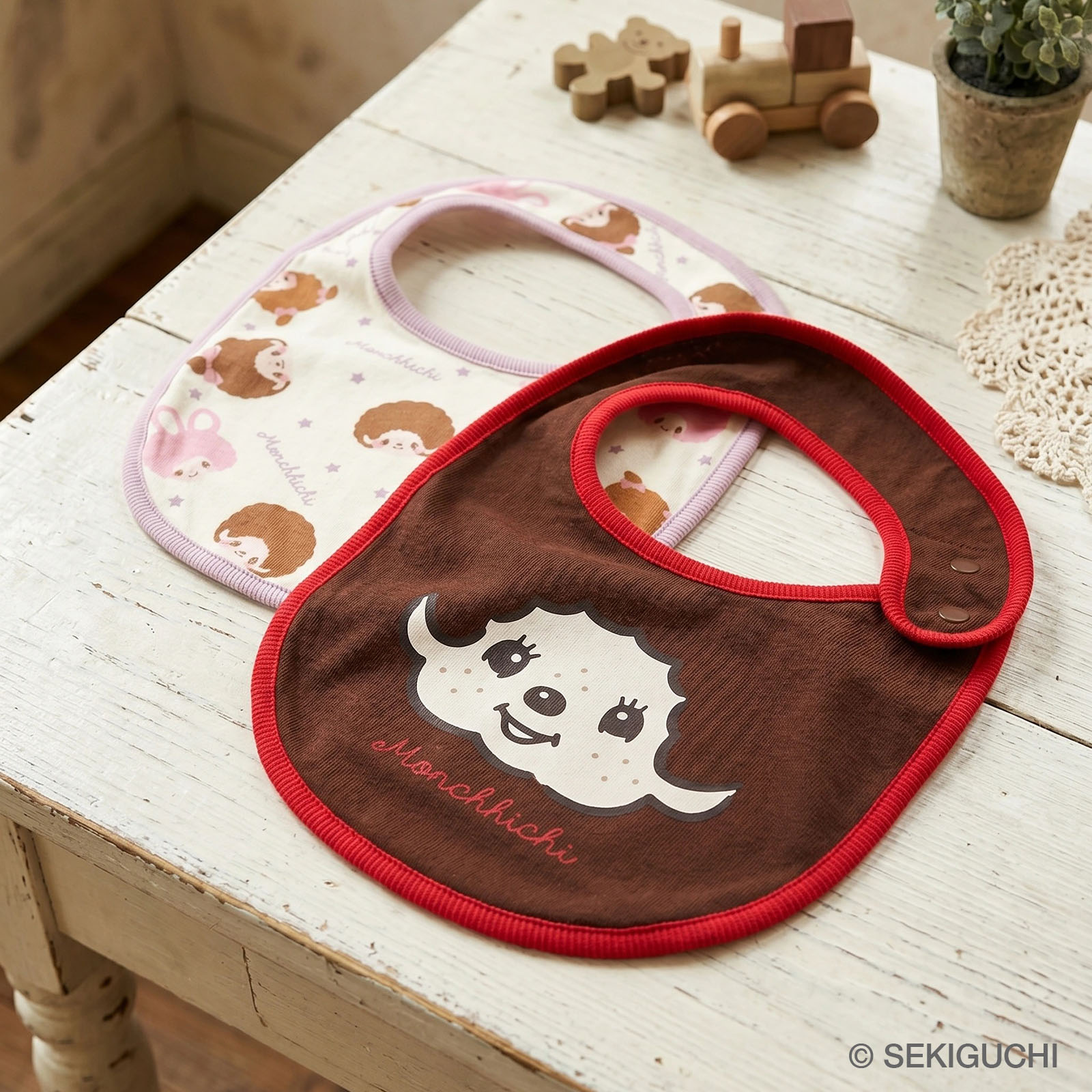 chil2 モンチッチ スタイ 2枚セット ベビー 子供服 よだれかけ ビブ 綿