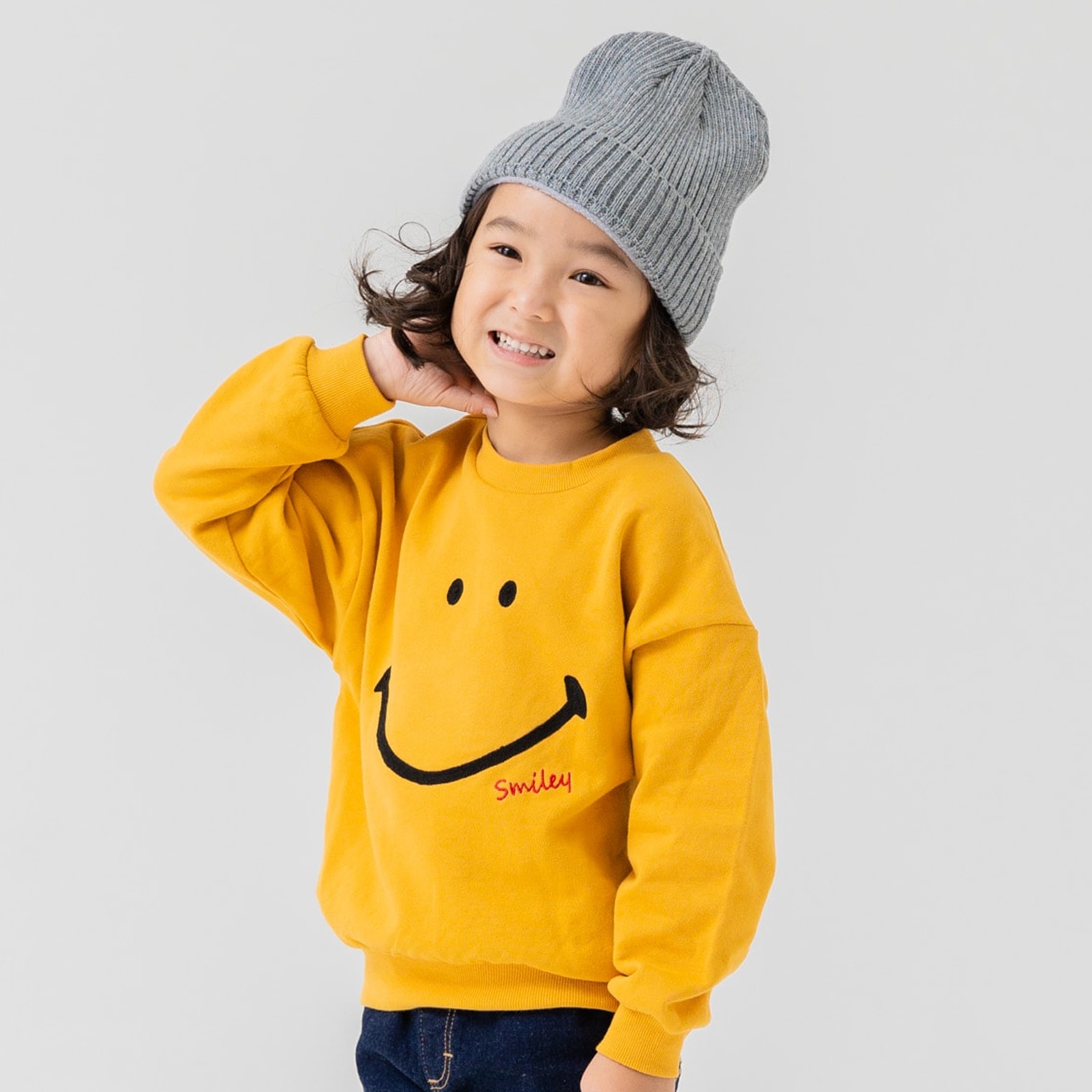 chil2 ネコポス送料無料 在庫処分 キッズ トレーナー スマイリー 子供