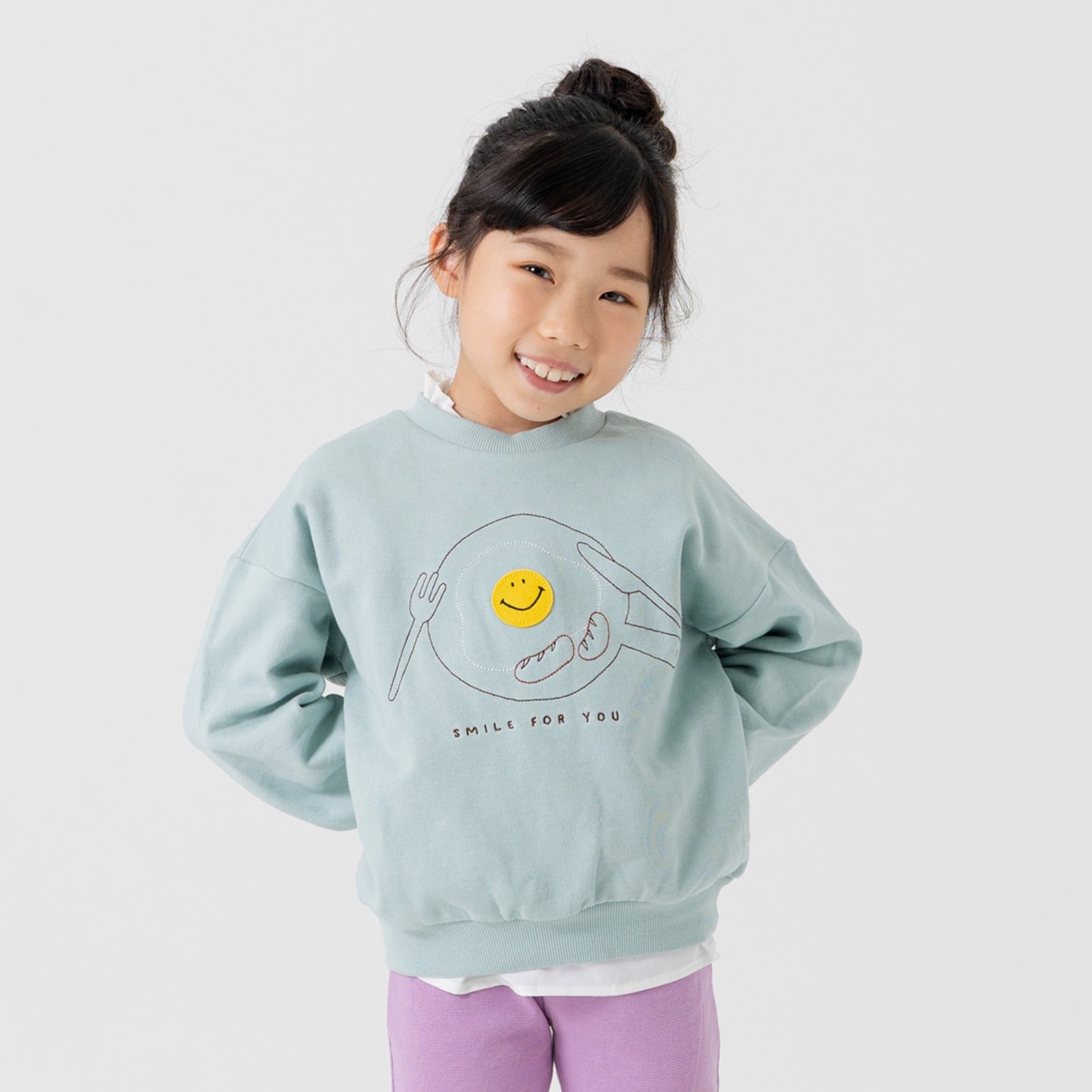 D'ONT WORRY BE HAPPY スウェットトレーナー ニコちゃん chil2 ネコポス送料無料 在庫処分 キッズ トレーナー スマイリー 子供