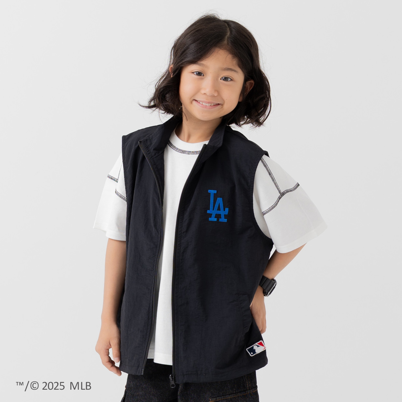 MLB ベスト キッズ 子供服 ロゴ 刺繍 男の子 ナイロン メジャーリーグ ドジャース ヤンキース パドレス 夏 100 110 120 130 140 150 160cm | MLB | 01