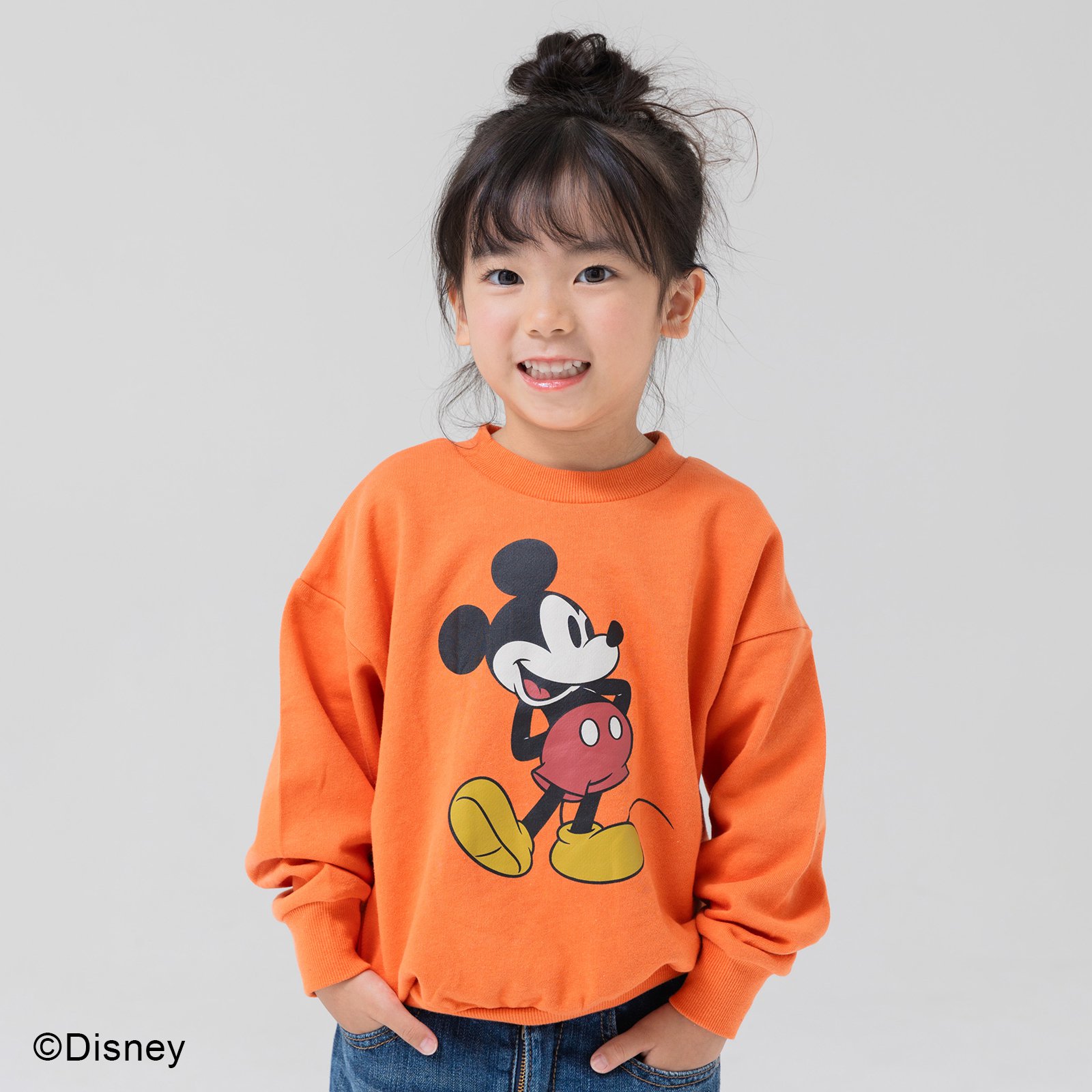 ミッキーマウス キッズ トレーナー ベビー服 子供服 長袖 男の子 女の子 裏毛 綿100％ ディズニー Disney 秋 80 90 100 110  120 130 140cm [M便 1/1]