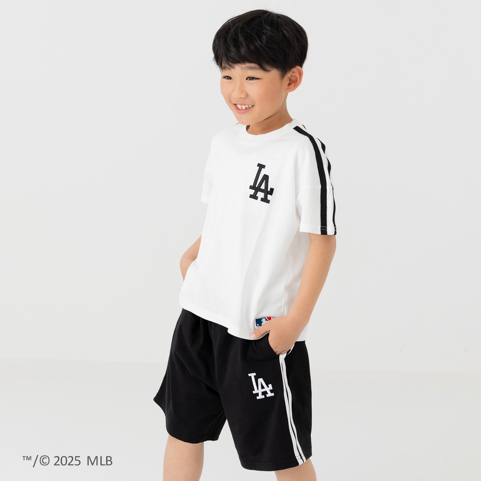 MLB キッズ セットアップ Tシャツ 半袖 ハーフパンツ 子供服 男の子 綿100％ ロゴ ヤンキース ドジャース 夏 90 100 110 120 130 140 150 160cm | MLB | 01