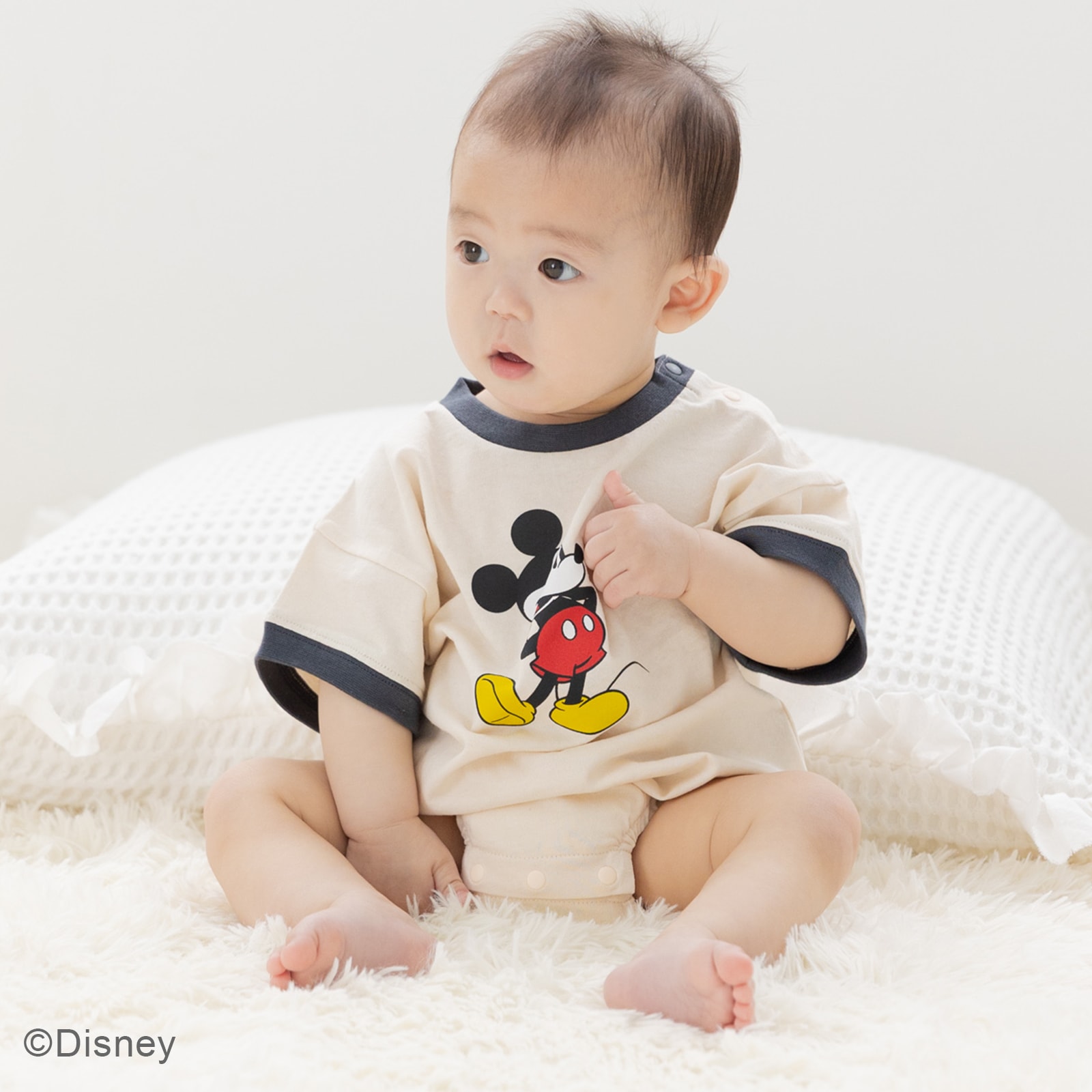 ミッキーマウス ロンパース カバーオール 半袖 ベビー 新生児 赤ちゃん 子供服 男の子 女の子 綿100％ ディズニー Disney 夏 [M便 1/1] | Disney | 02