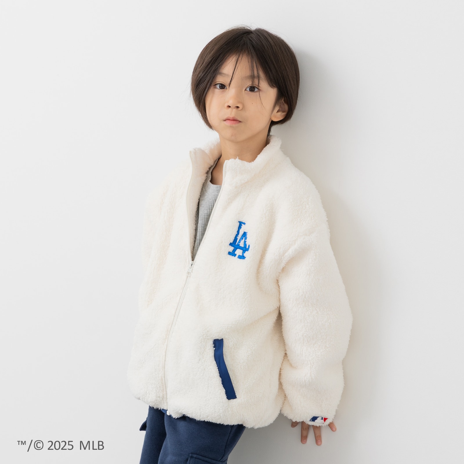 MLB キッズ ボア ジャケット 子供服 アウター ジャンパー 長袖 無地