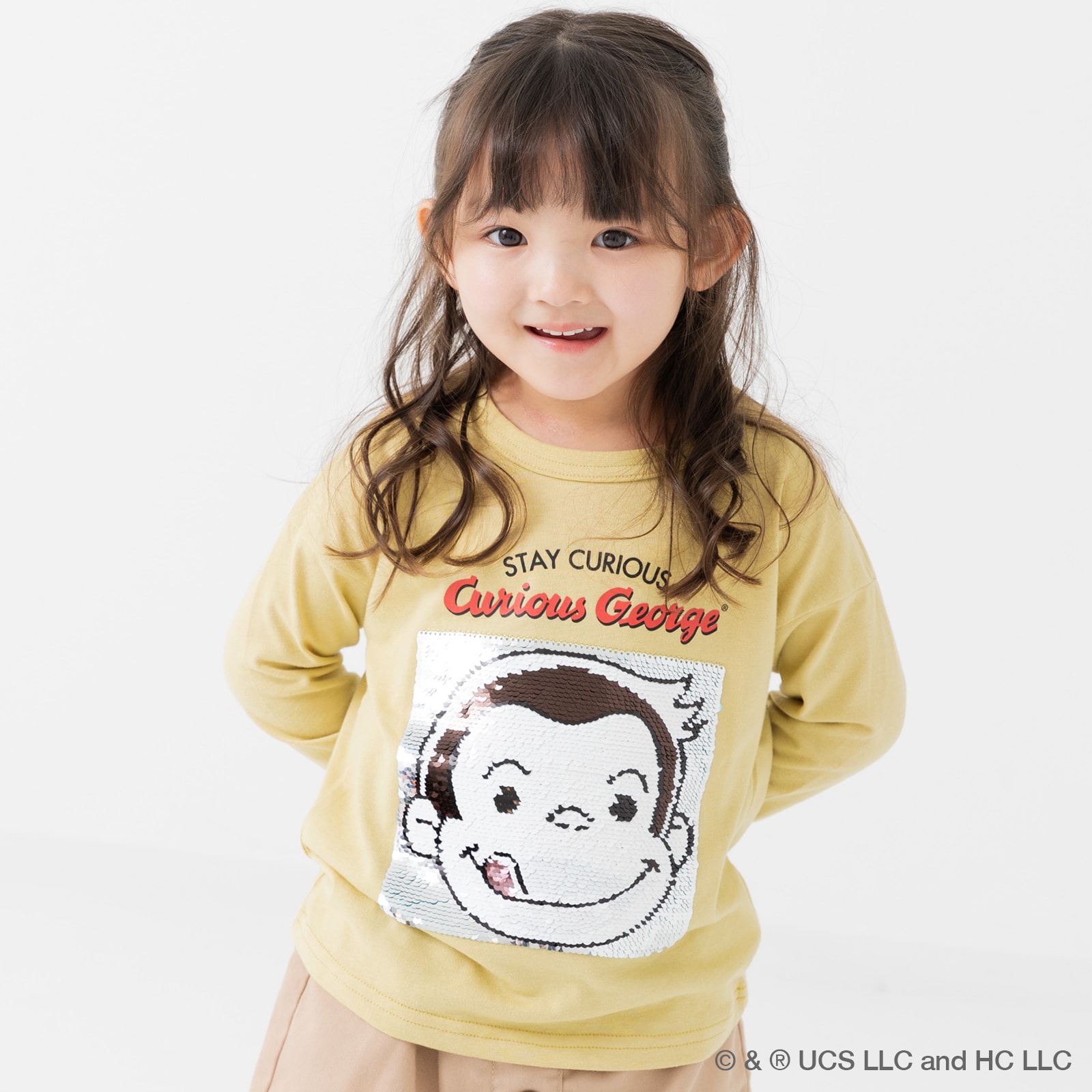chil2 在庫処分 おさるのジョージ キッズ Tシャツ 長袖 ロンT