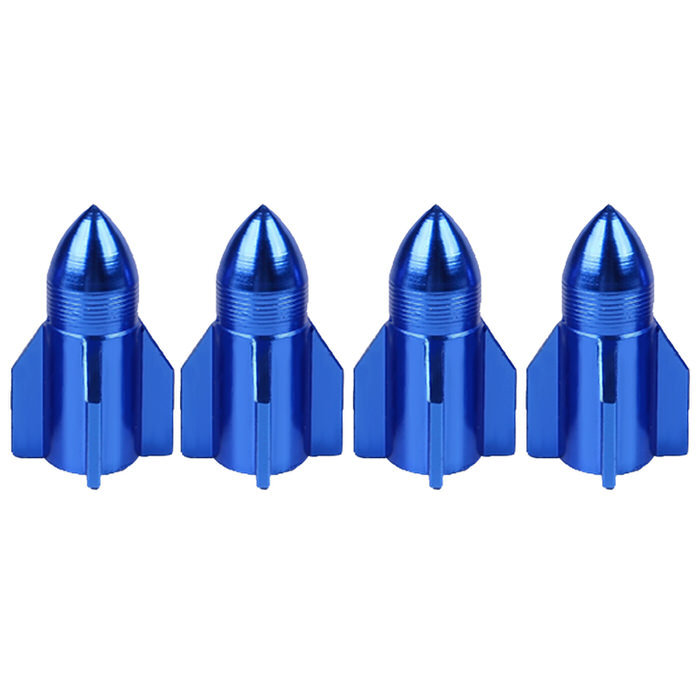 バルブキャップ 自転車 サイクル用品 ブルー 軽量 ミサイル型 エアーバルブキャップ 自転車バルブキャップ 青 汎用品 4個セット アルミ 軽量タイプ かっこいい |  | 02