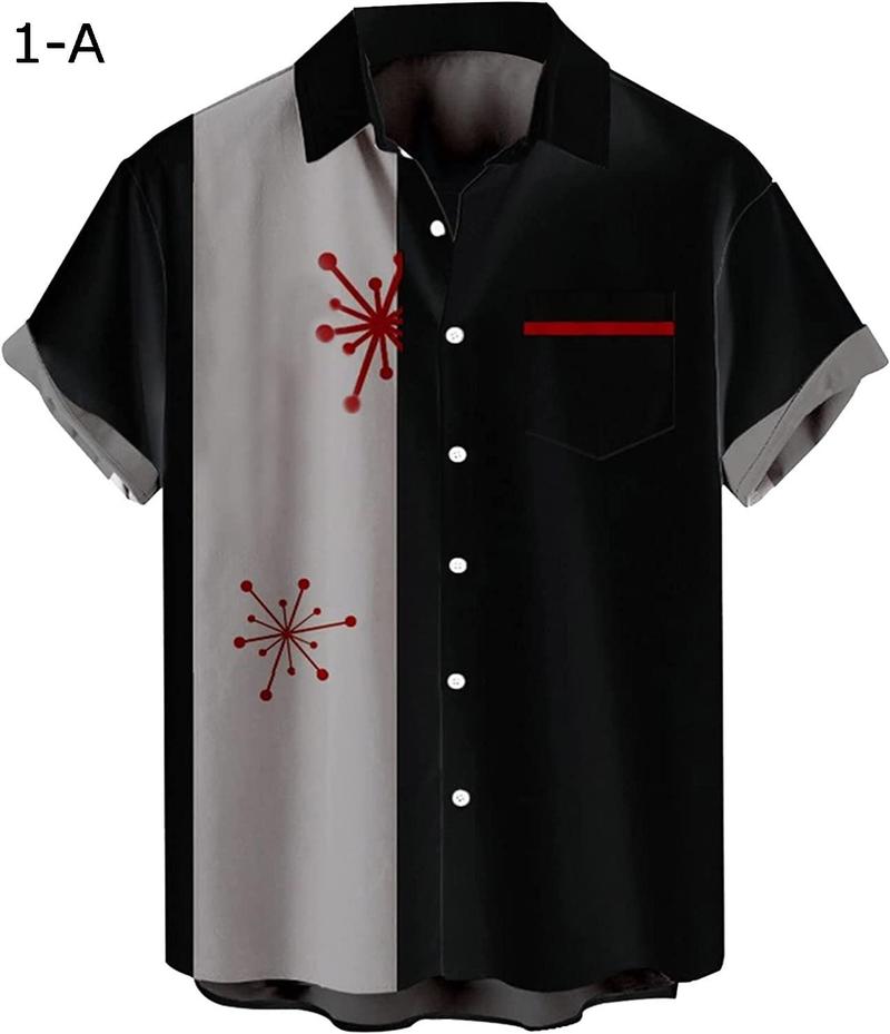 メンズ クリスマス サンタ ギフト 3D デジタル プリント ボタン ラペル 半袖シャツ Tシャツ トップ ユニクロ Tシャツ｜chin-st｜02