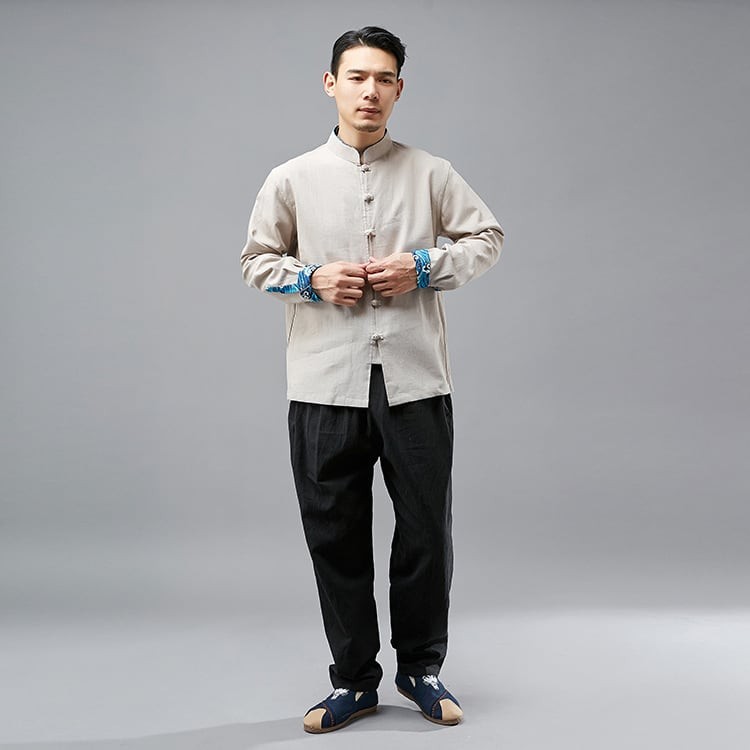 チャイナ服 メンズ 男性用 チャイナジャケット 折り返し袖