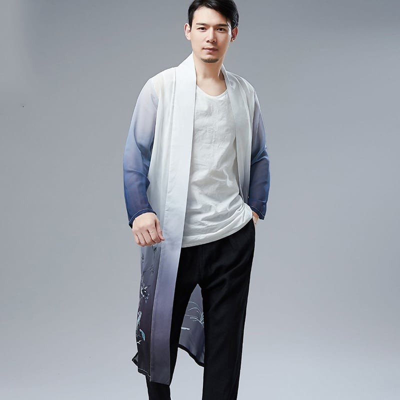 チャイナ服 メンズ 男性用 チャイナジャケット 羽織 ロング 丈長 中国服 漢服 マント シフォン 中華風 民族衣装 送料無料 Chdlm チャイナカジュアル 通販 Yahoo ショッピング