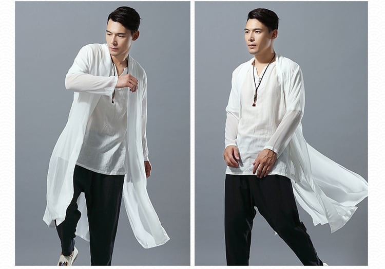 チャイナ服 メンズ 男性用 ロングジャケット 羽織 ガウン