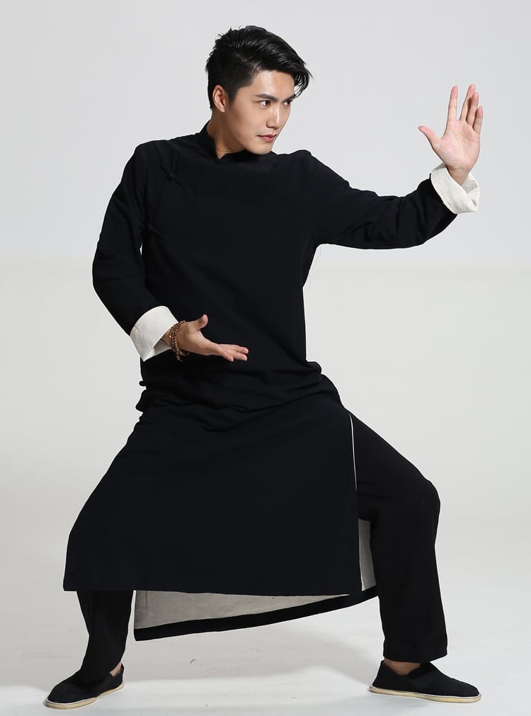 未使用 シルク100% チャンパオ 長袍 唐装 カンフー 太極拳 silk