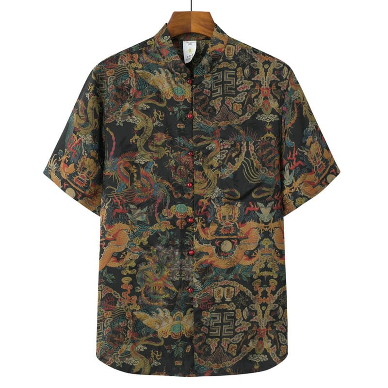 チャイナシャツ カンフーシャツ 半袖 チャイナ服 メンズ 男性用