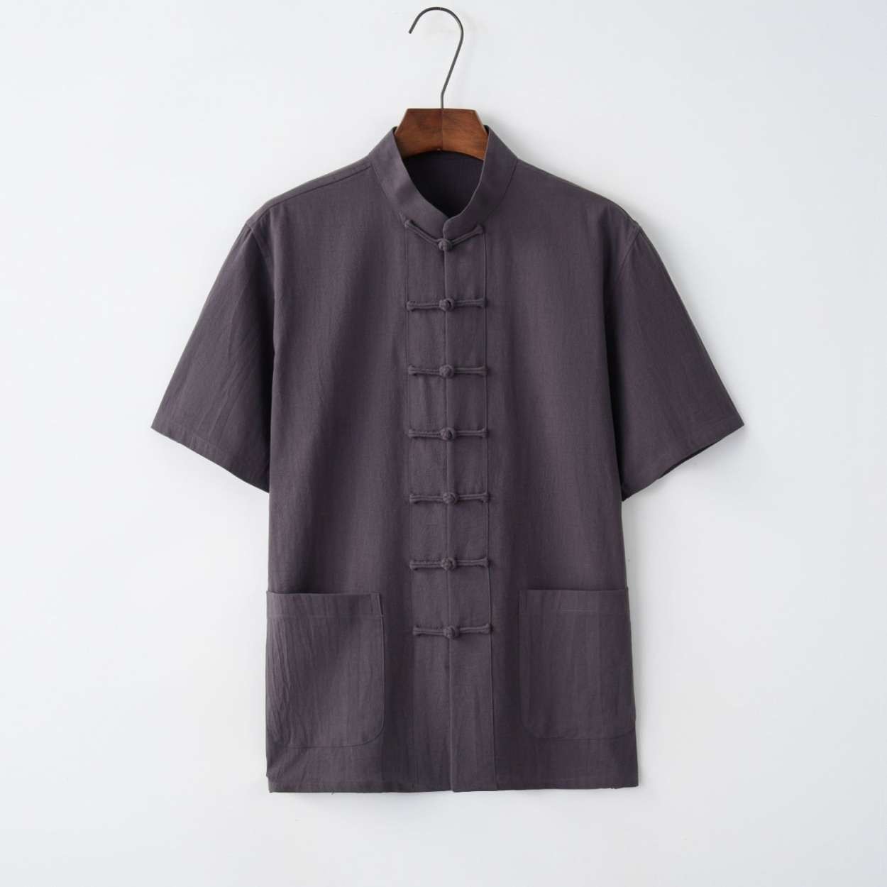 美品　シャンハイタン　チャイナ　シャツ　ジャケット　半袖　裏地付き　US2 Shanghai Tang シャンハイタン シルク マオカラー ブラウス 上海