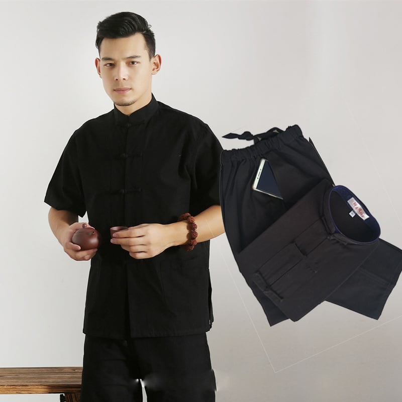 チャイナ服 メンズ 男性用 カンフースーツ カンフー服 太極拳服 半袖