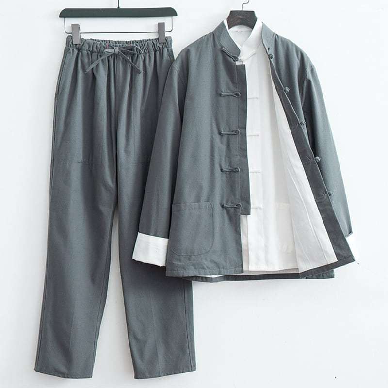 チャイナ服 メンズ カンフー服 チャイナスーツ 3点セット 民族衣装 中華服 中国服 唐装 上下セット ブルース・リー セットアップ 3点セット 裏地 綿 送料無料_3