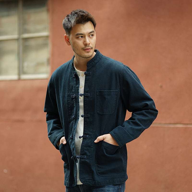 チャイナ服 メンズ 男性用 ジャケット 中華服 中国服 ミリタリージャケット チャイナジャケット 送料無料 ヴィンテージ 中華服 中国服 チャイナボタン 綿100%