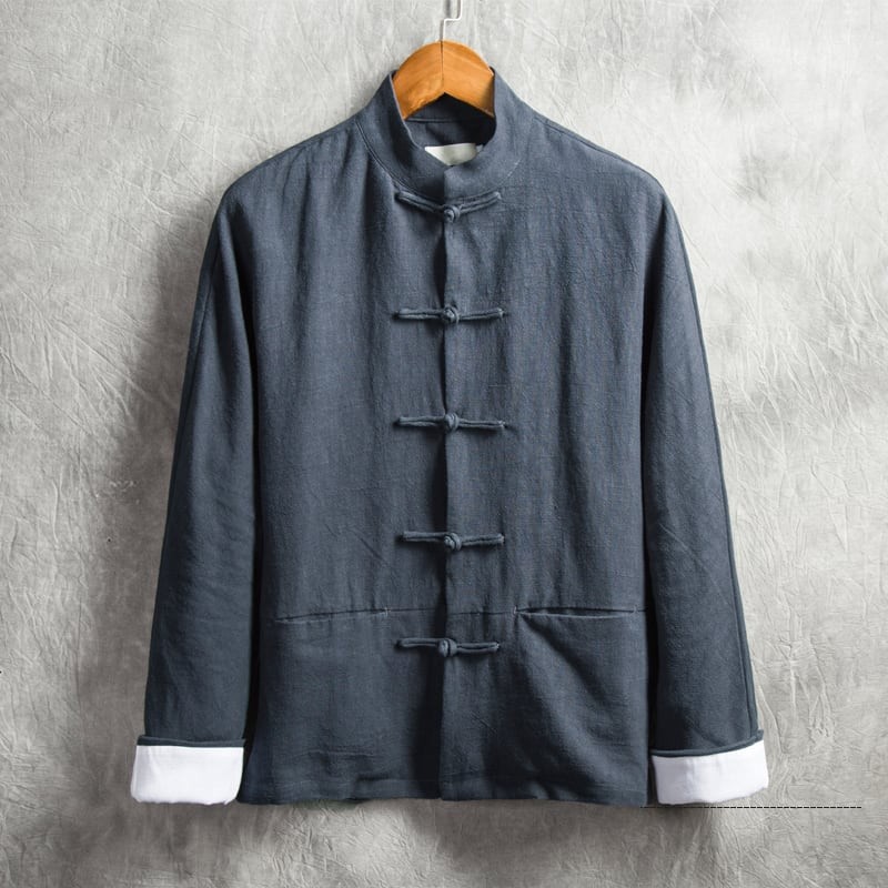 90s チャイナジャケット カンフージャケット チャイナシャツ ビンテージ GTMA Cotton China Jacket 黒 XL相当 チャイナジャケット