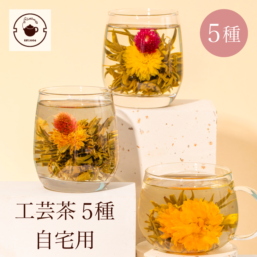 ジャスミン茶 花 咲くお茶 工芸茶 5種 詰め合わせ 自宅用 ブルーミングティー ネコポス便｜chinagrand